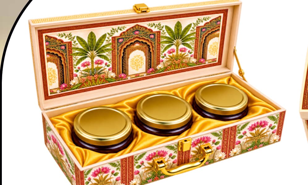 Kerala Art Dry Fruit Gift Box - 3 Jars