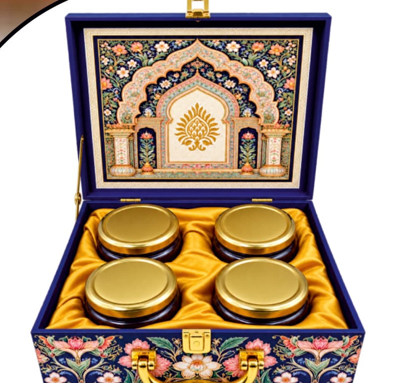 Tamil Nadu Art Dry Fruit Gift Box - 4 Jars